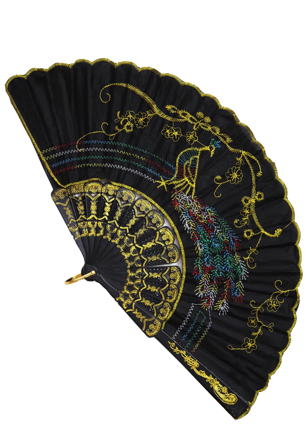 VENTAGLIO RICAMATO NERO-GIALLO